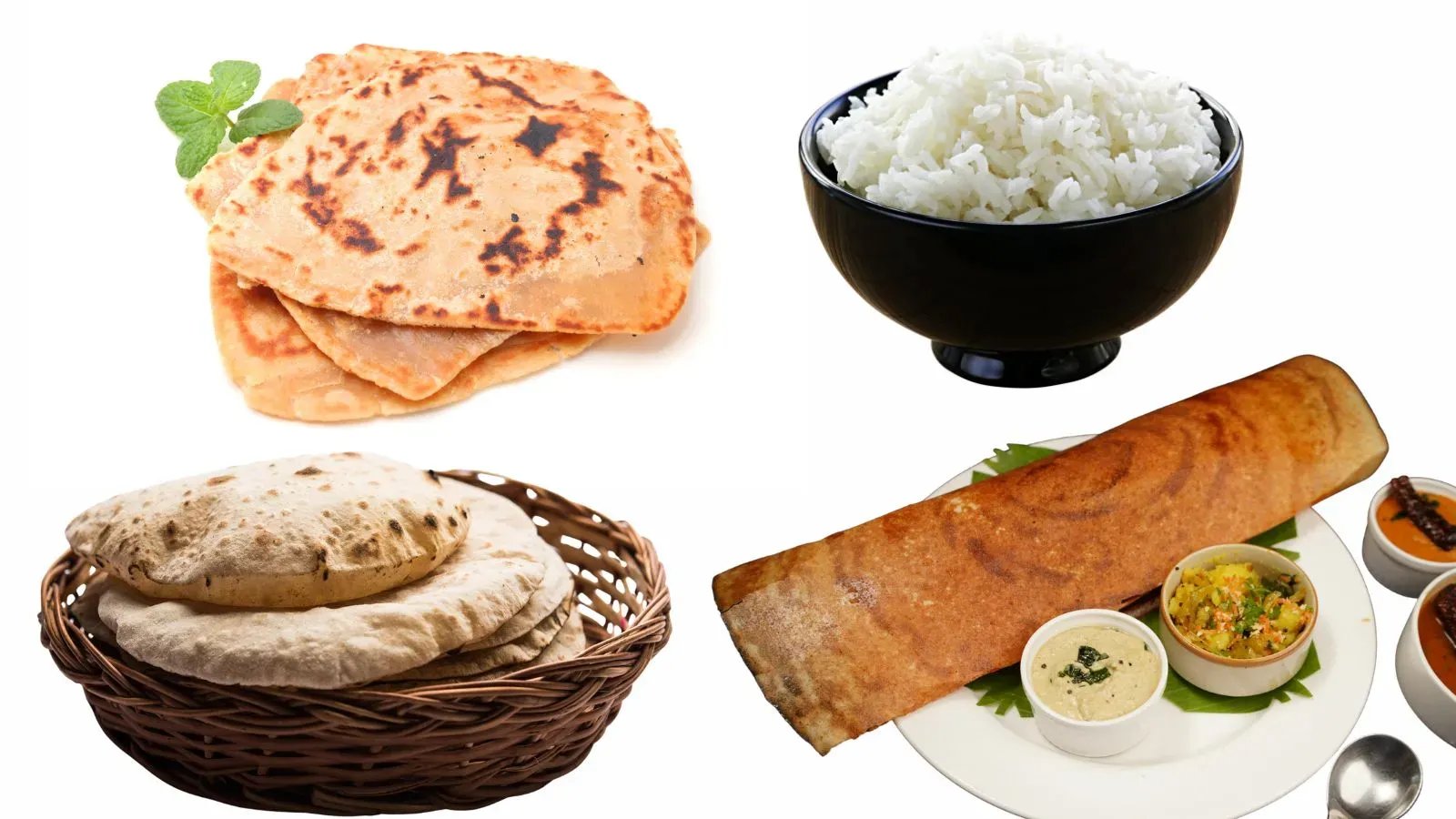 image of roti rice prantha and dosa